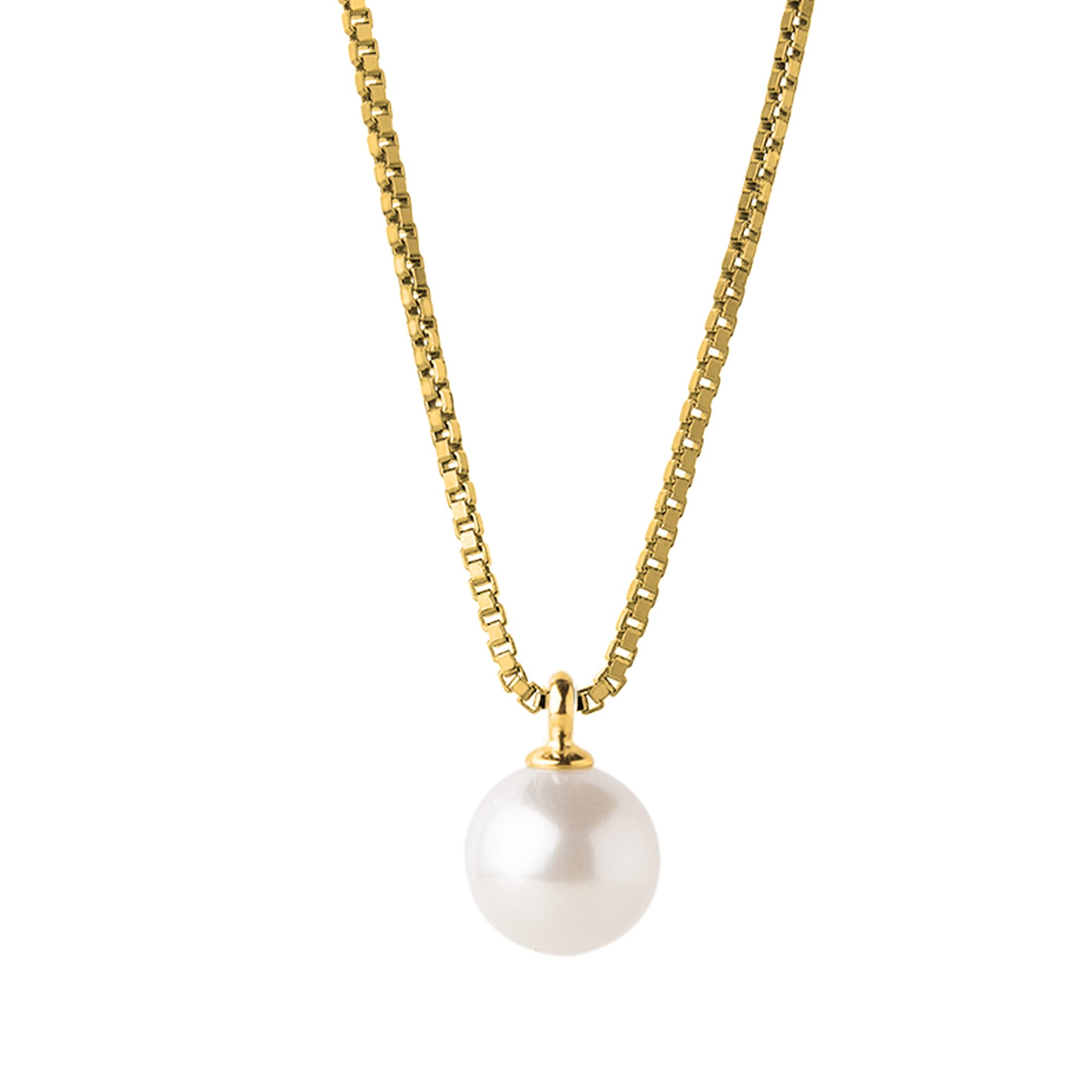 

Pearl Necklace K18 Natural Shell Pearl Necklace with Cosmetic Case 925 Silver Wedding Accessories Birthday Present Gift [Matthewmark] [Single (Gold золотий