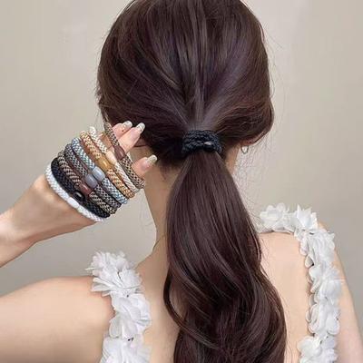 8Pcs Hair Bands High Elasticity Braided Design Hair Ties Soft Breakage Prevention Non-Metallic Hair Accessories
