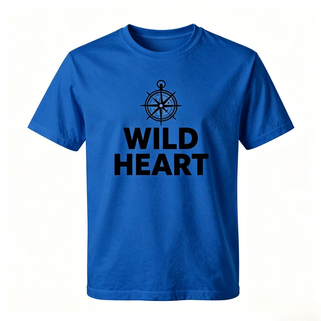 Unisex 100 Cotton Tshirt Wild Heart Vintage Compass Graphic Print Oversize Outdoor Adventure Short Sleeve Tee
