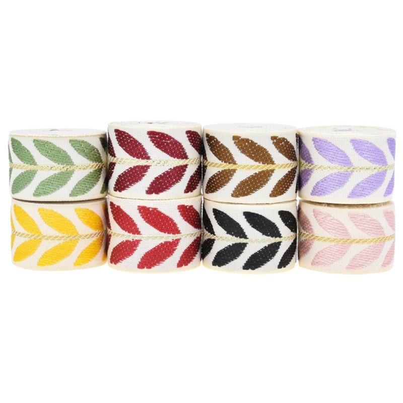 

2yards 1in Leaf Ribbon for Wedding Invitations Flower Bouquet Gift Wrappings кларет