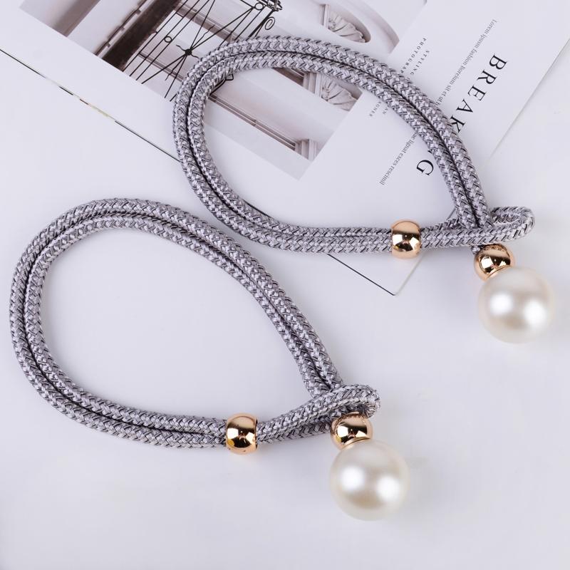 

Подхваты для штор, роскошные высококлассные жемчужины, пара марлевых подхватов, завязки, декоративные аксессуары, веревочные крючки 2шт One size fits all серый