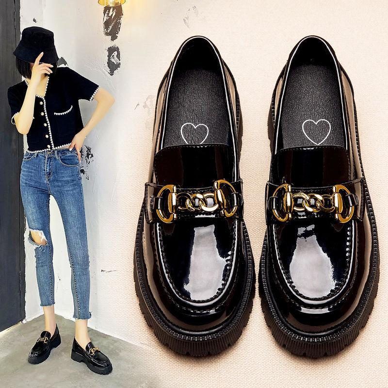 British Style with Skirt Small Leather Shoes Women's 2025 Autumn New Japanese Muffin Bottom Loafers Fashion Versatile Single Shoes