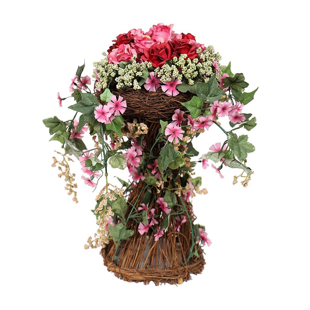 Large Flower Centerpieces w/ Rattan Vase Rose Flower Party Holiday Potted Decoration Accessories