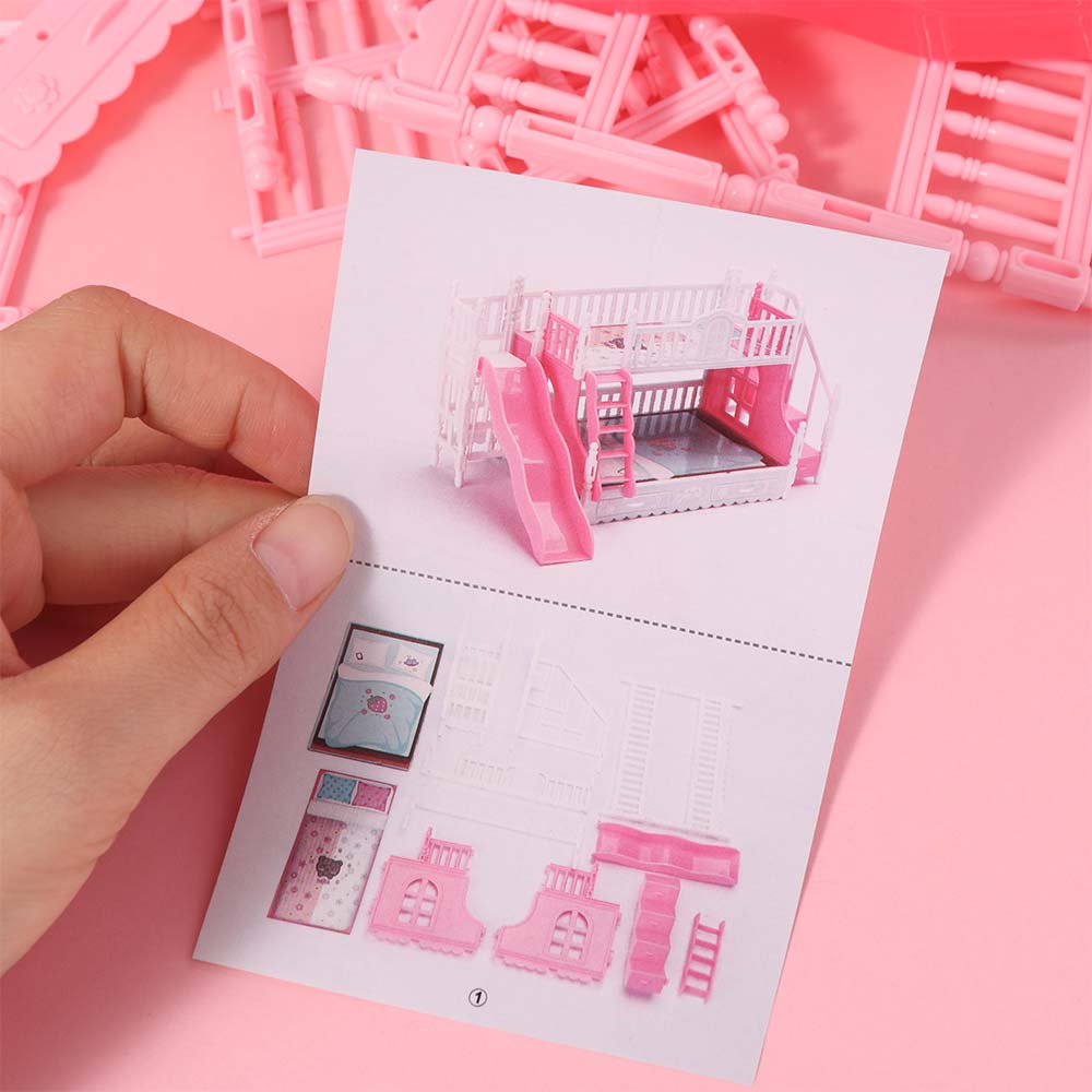 Pretend Play Dollhouse Bunk Bed Bedroom Decoration Dollhouse Furniture  Children Toy