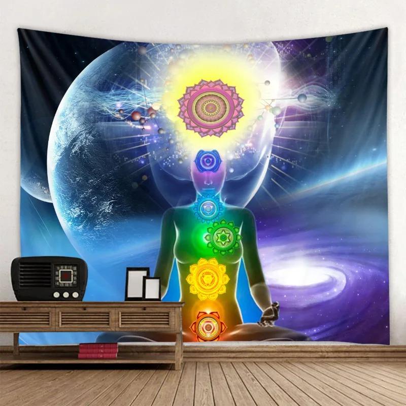 Home Decor Meditation Seven Chakra Tapestry Indian Buddha Wall Decor Mandala Tapestry Witchcraft Bohemian Hippie