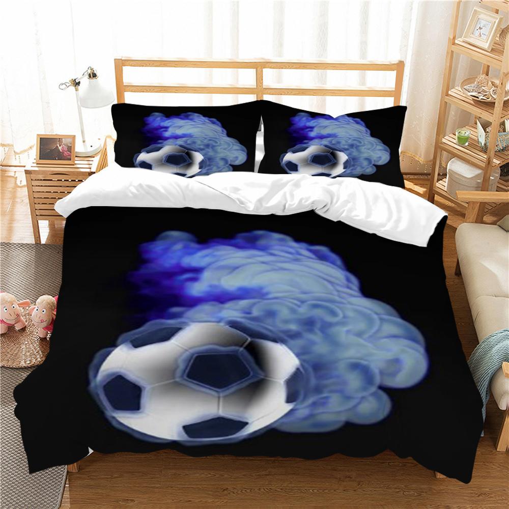 Gultasveļas komplekts Futbols Apdrukāta Sadzīves gultas veļa Queen King pilna izmēra divguļamās gultas segas pārvalks un spilvendrāna mājsaimniecības gultas veļa