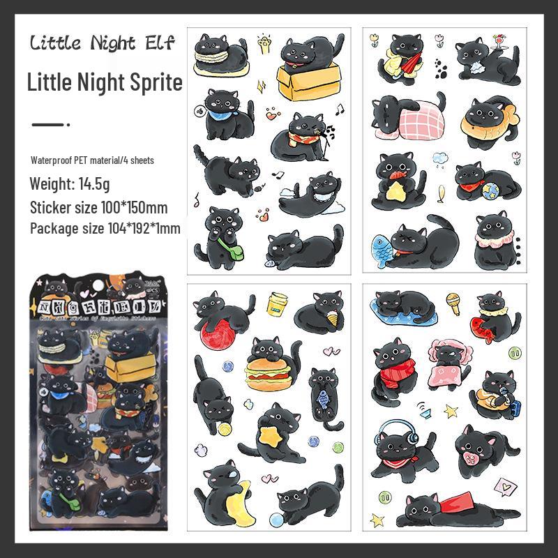 Yuezhen Cute Kitten Cartoon Die-Cut Journal Stickers for Children