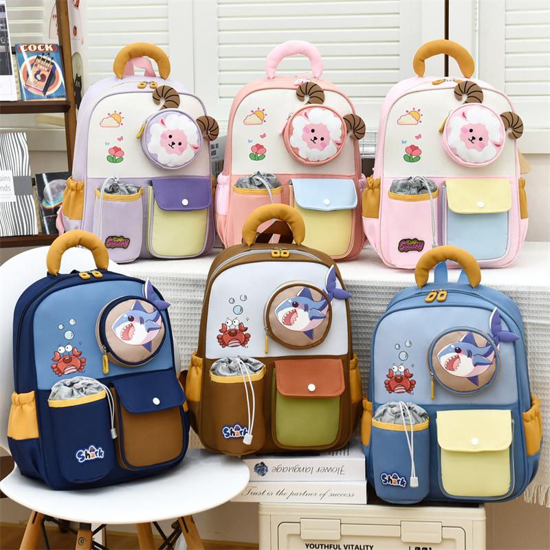 School bag new children's preschool love cartoon bag first grade children double shoulder back