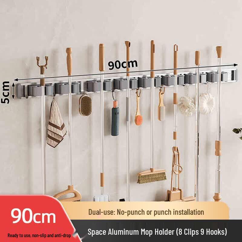 LIEI Drill-Free Suction Cup Mop and Broom Wall Holder
