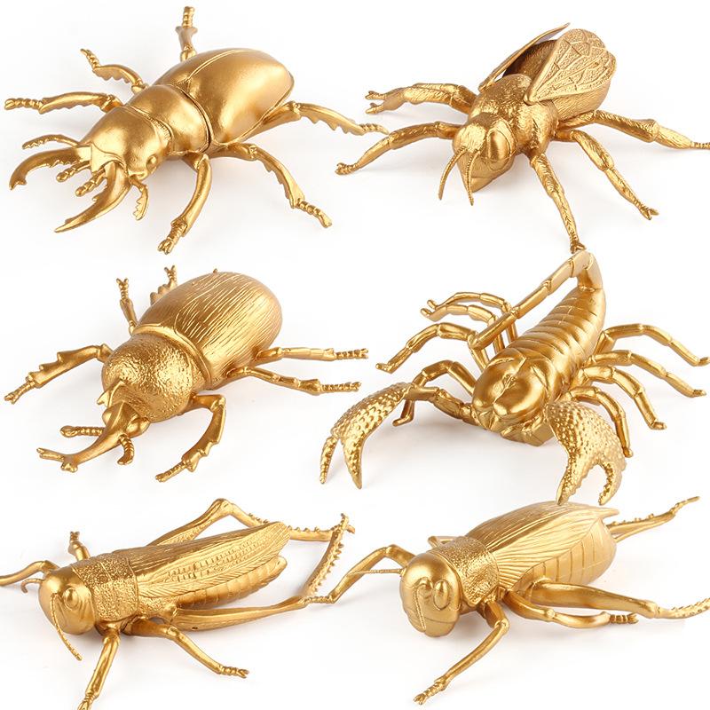 Simulated Insect Animal Model Gold Edition Mini Monarch Fairy Scorpion Bee Insect Set Toy