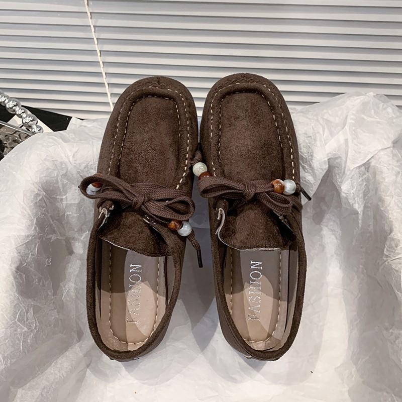 Fashion Luxury Brands Vintage Women's Loafers 2025 New Style Round Head Low Top Thick Bottom Casual Single Shoes Leather Small Shoes