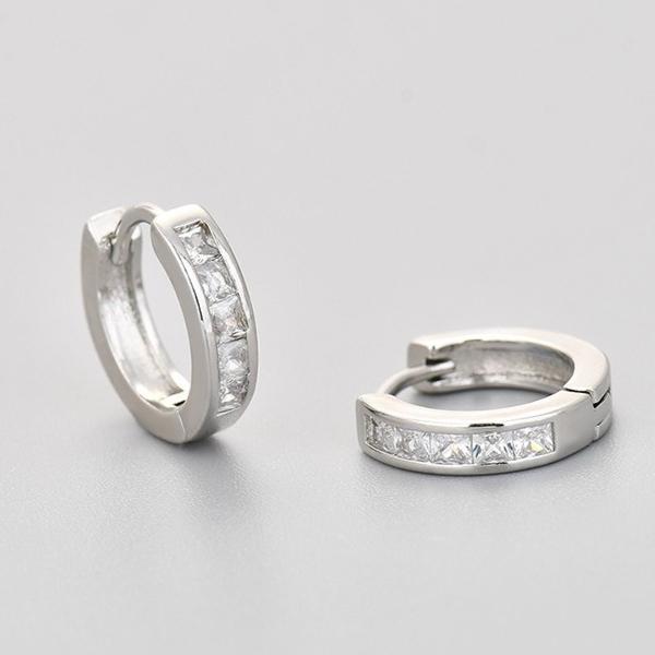 925 Silver Zircon Earrings for Women Vintage Simple Chunky Round Circle Hoops Earring Prevent Allergy Jewelry Gift