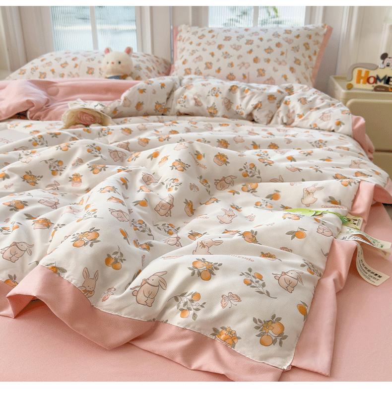 Sleeping Grid Small Fresh Double-layer Yarn Wide Wrapped Cotton Quilt