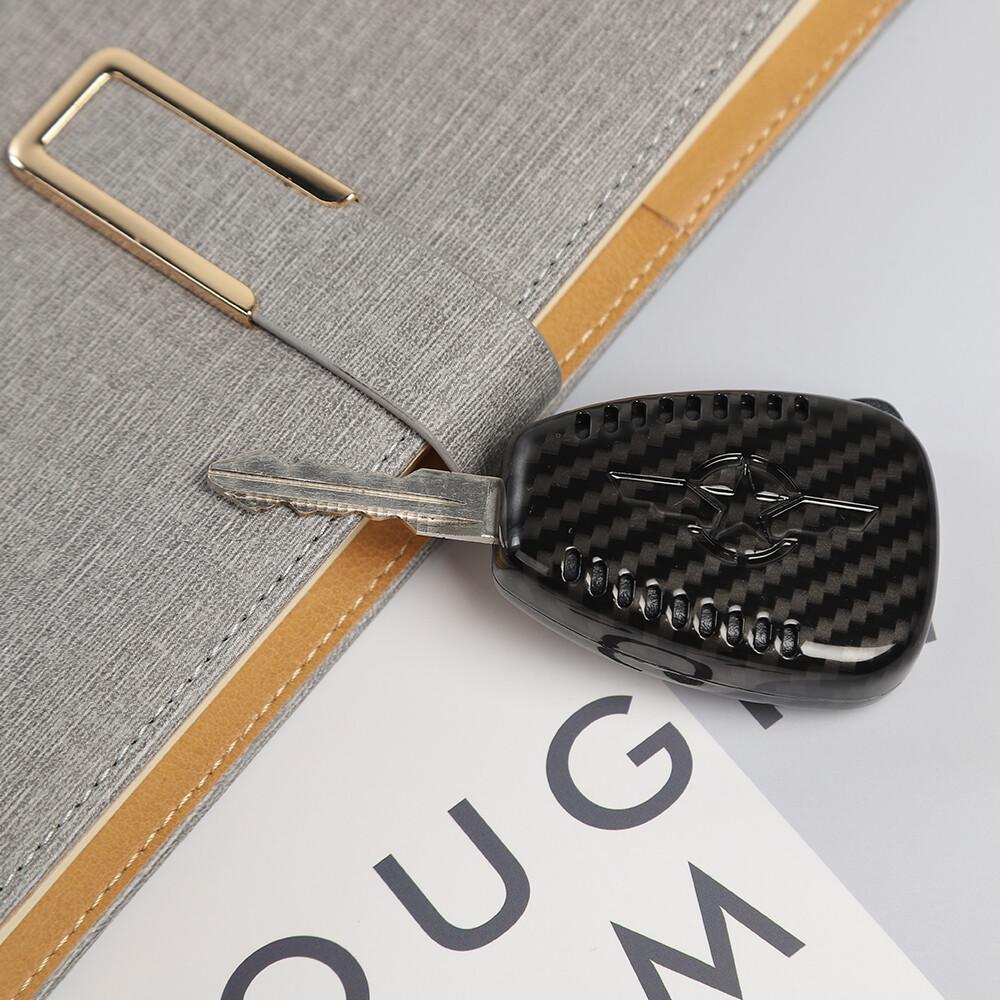 1pcs Car Key Fob Protect Cover Case Trim for Jeep Wrangler JK 07-17 Carbon Fiber
