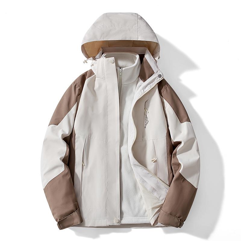 Outdoor Couple Three-in-one Jacket Women's Travel Mountaineering Clothing Waterproof Windproof Water Repellent Removable