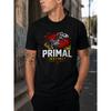 Men's Primal Instinct Dinosaur Skeleton Graphic T-Shirt, Short Sleeve Crew Neck Soft Cotton Tee for Casual Streetwear & Outdoor Adventures