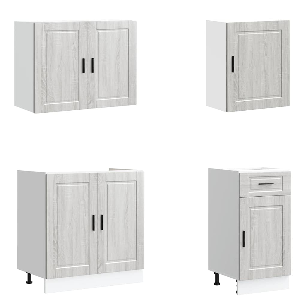 7 Piece Kitchen Cabinet Set Porto Grey Sonoma Wood Based Panel