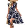 Elegant Women's Irregular Striped Midi Dress for Spring/Summer Vacation 2025