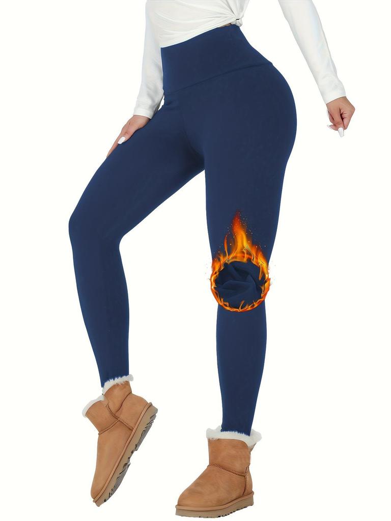 Leggings de Yoga de Forro Polar de Cintura Alta para Mujer - Elásticos, Cálidos, Adelgazantes, Control de Abdomen, Estilo Otoño/Invierno