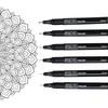 BRUSTRO Professional Pigment Based Fineliner Pen | Black | Set of 6 - Tip Sizes - 0.05mm, 0.1mm, 0.2mm, 0.3mm, 0.5mm, 0.
