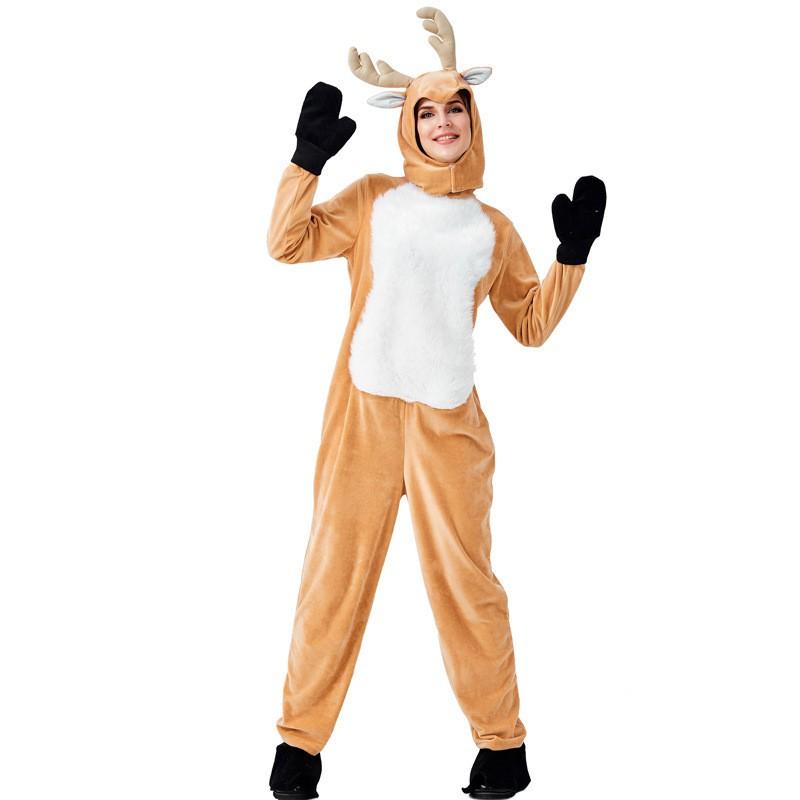 Adult Reindeer Costume Christmas Party Womens Festive Animal Role Play Outfit Game Dress M L Sizes