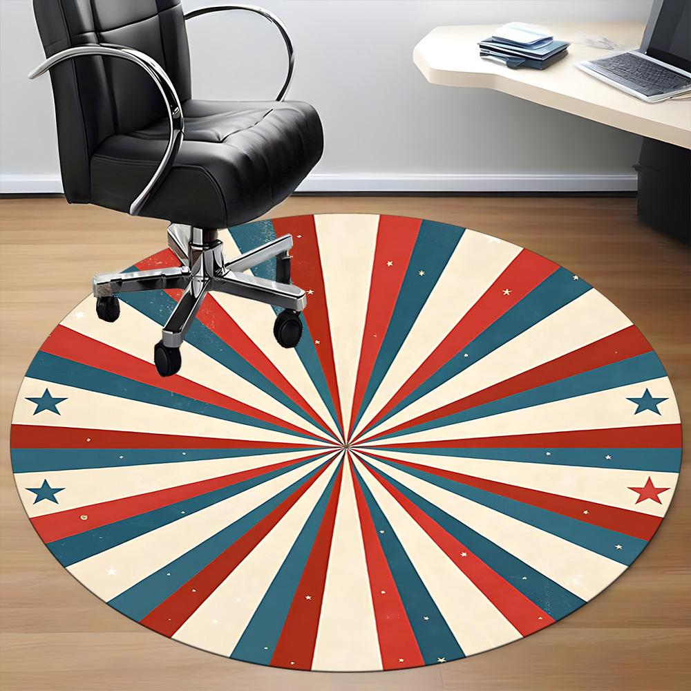 1PC Red and Blue Radiation Pattern Office Round Area Rug, Mat Suitable For Office, Under Office Chairs Bedroom Living Room Home Decor, Room Deco