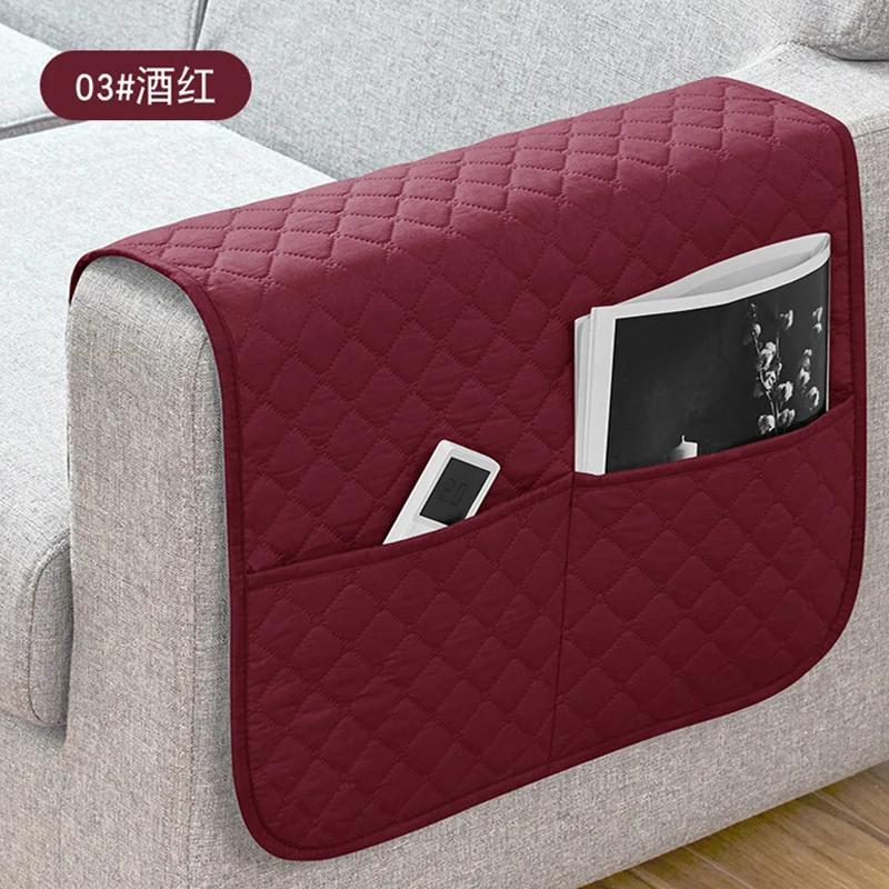 Premium 1PC Sofa Armrest Covers with Pockets Water Repellent Couch Arm Slipcover  Armchair Hanging Storage Bag for Remote Cellphone