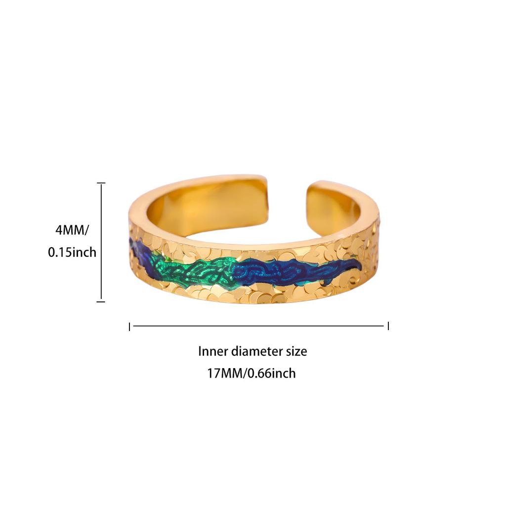 Personality Light Luxury High Sense Ice Blue Oil Drop Butterfly Open Ring Female Irregular Temperament Texture Index Finger Ring