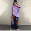 Pantalones Rectos Hip Hop de Dibujos Animados con Graffiti Y2k para Mujer Streetwear Moda Primavera Otoño Nuevos de Letras Holgados Casual Pierna Ancha
