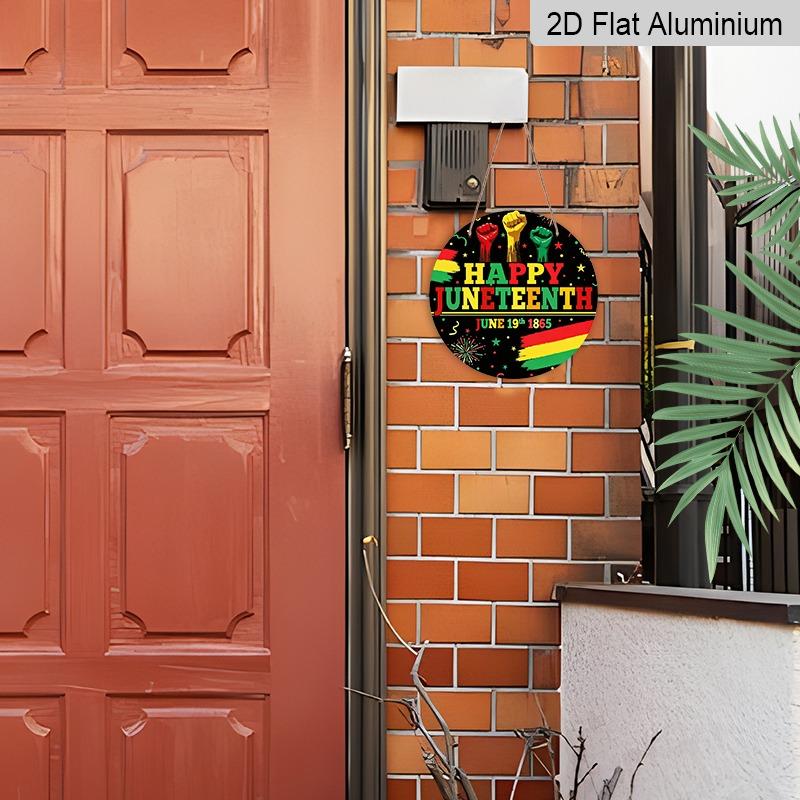 2D Flat Aluminum Wall Hangings with A Juneteenth Theme Are Available In Various Sizes. Featuring A Tricolor Fist and Firework Design, They Are A