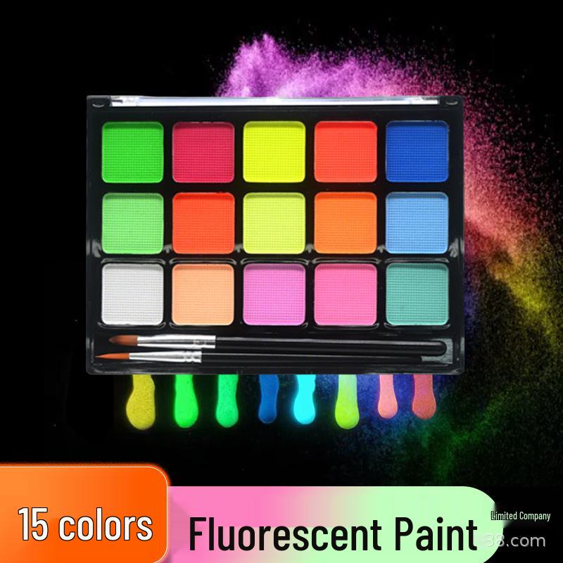 15-Color Fluorescent Body Paints - FDA Certified for Face Painting  Stage Performance