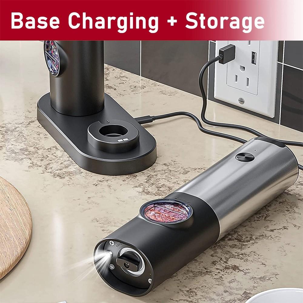 USB Rechargeable Electric Salt And Pepper Grinder Adjustable Coarseness Mill Portable Household Kitchen Gadget