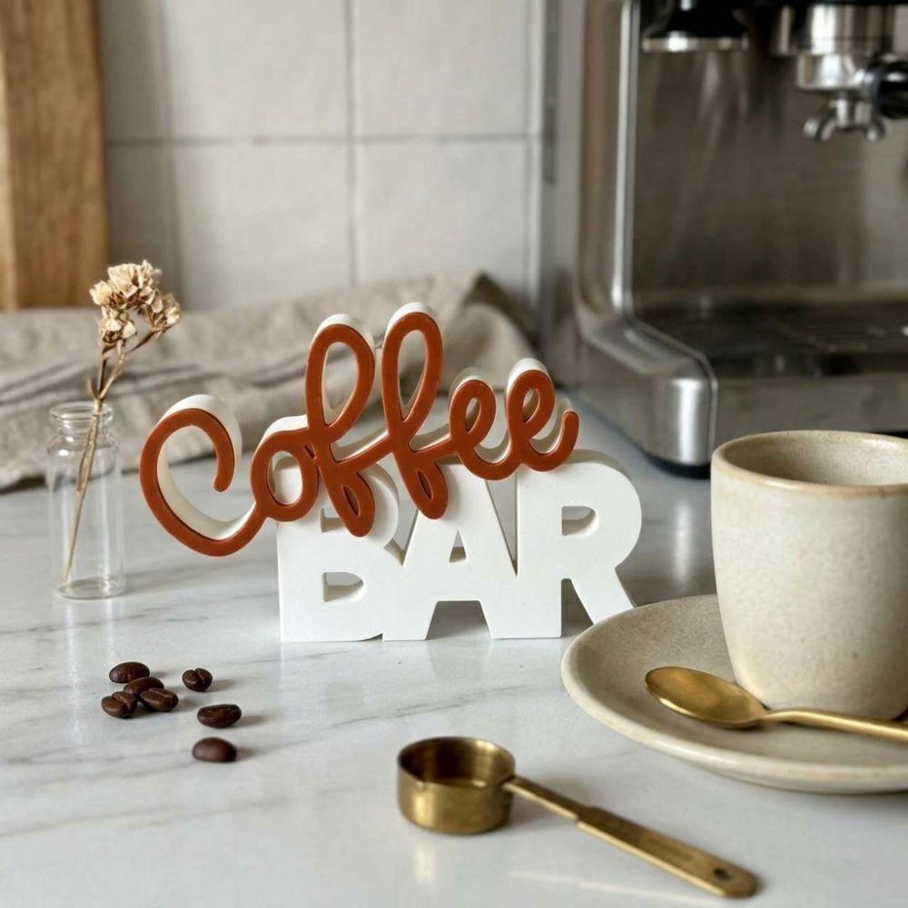 Coffee Themed Coffee Tray Decor Figurine Two-Tone Color Home Coffee Nook Decor Kitchen Counter
