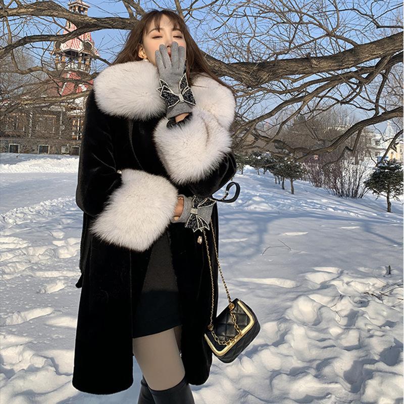 Fur Winter New Korean Edition Environmental Friendly Fox Fur Coat Women's Imitation Mink Fleece Slim and Long Fur Coat
