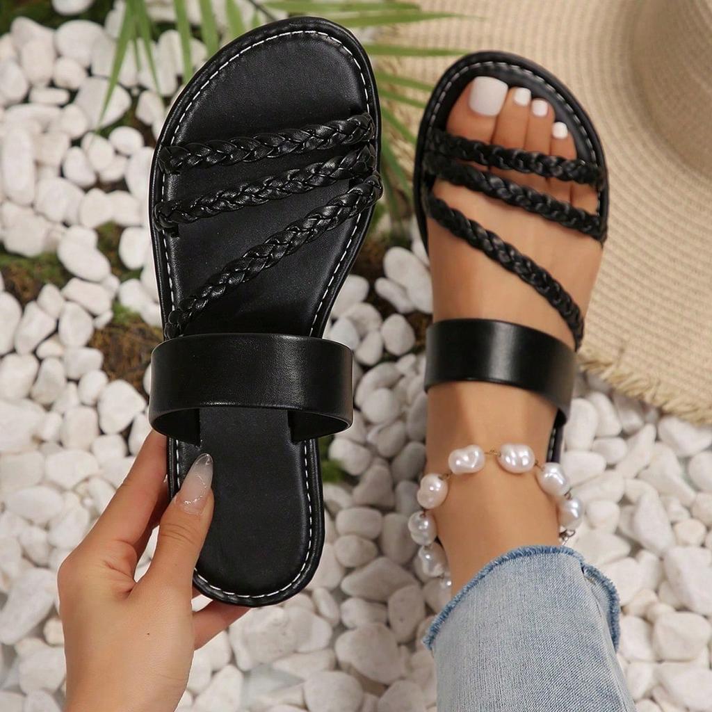 Fashion Summer Flat Heel Sandals Women Casual Plus Beach Slippers Woman Lightweight Strap Slip-On Gladiator Sandals Slides Women
