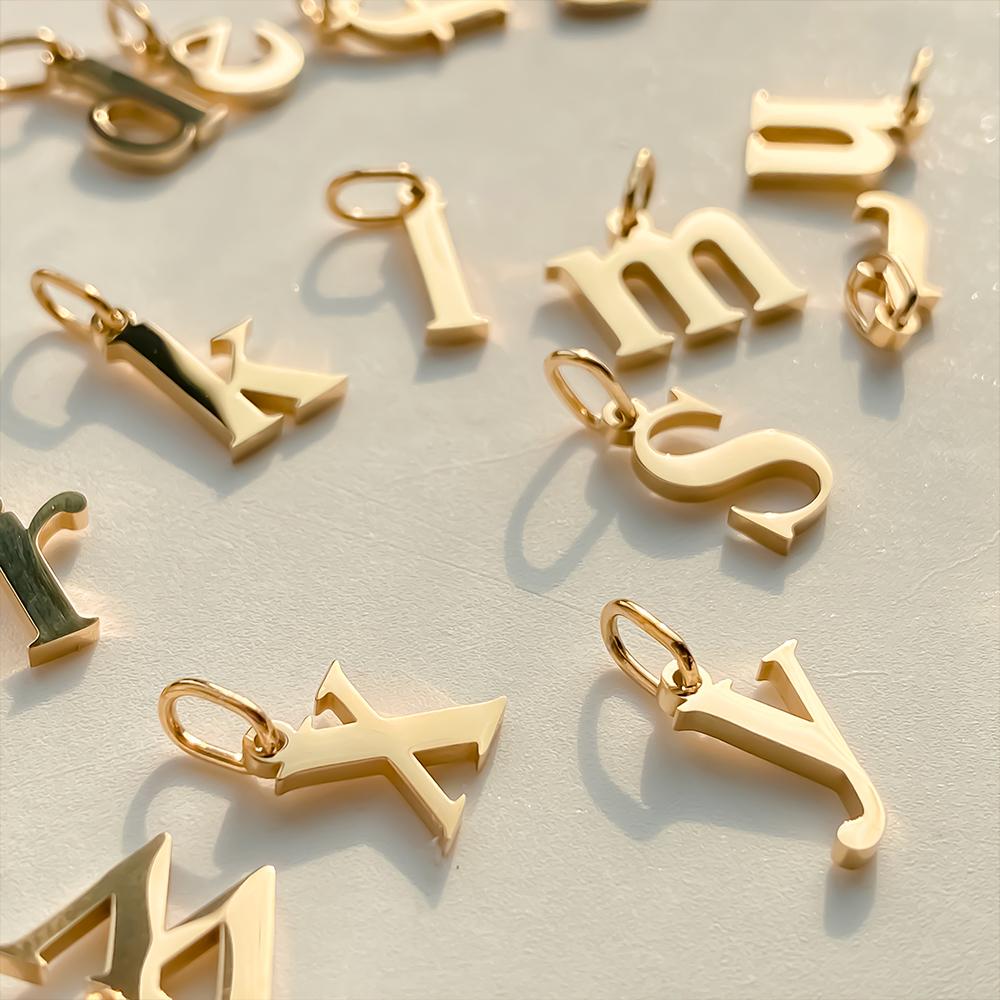 eManco Stainless Steel Cut 26 Letters Charm DIY Women's Necklace Bracelet Jewelry Making Factory Direct Sales