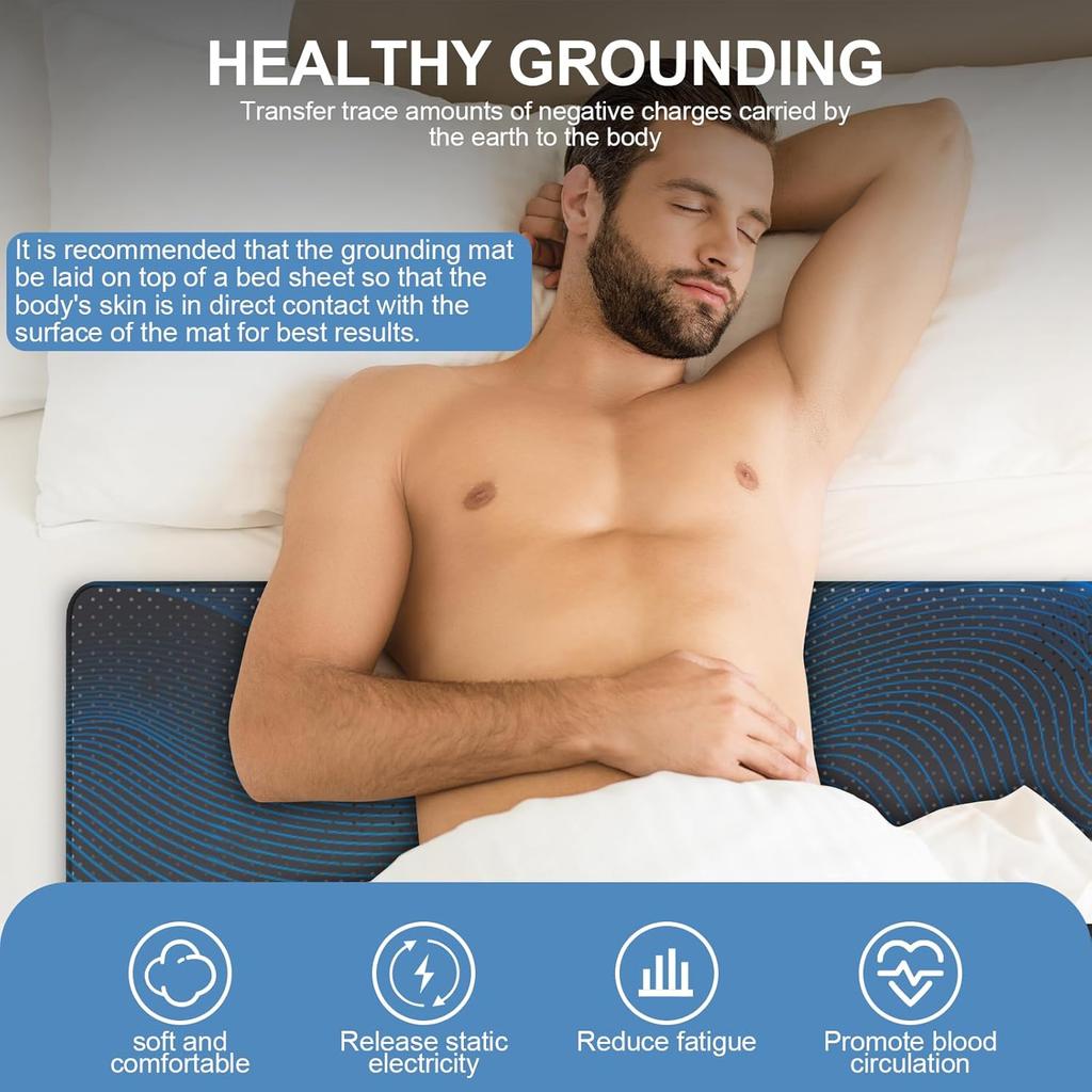 Mattress Pads, Grounding Mat for Bed, Earthing Mat Grounding Pad for Sleeping, Reduced Anxiety, Inflammation, Headache Relief, Balance, Grounding