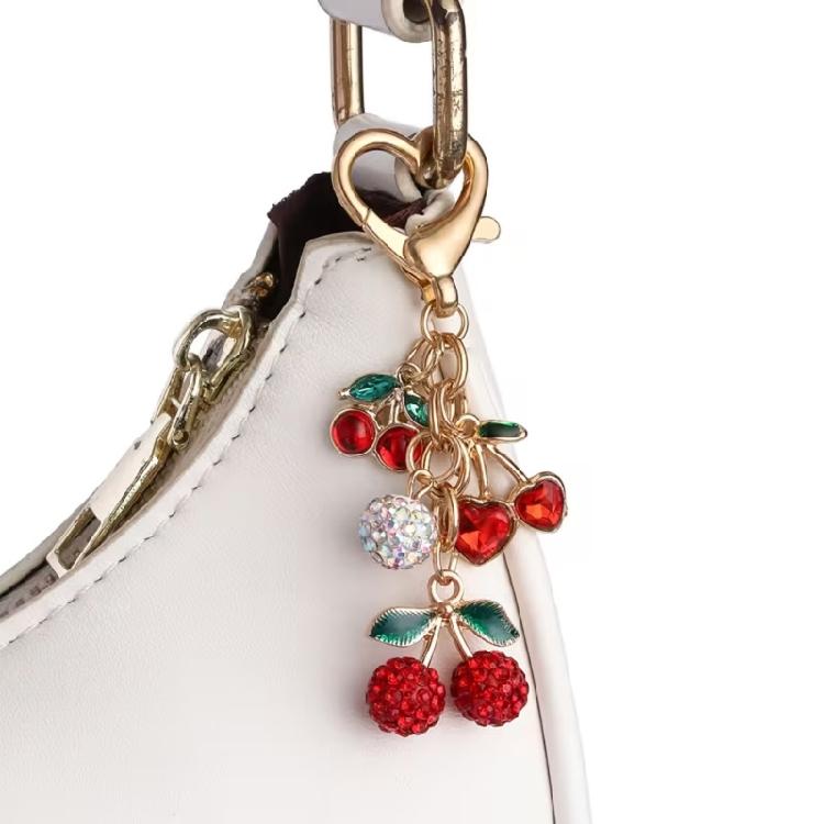 Unique Cherrys Love Lock Keychain Charm Elegant Designs Key Holder Accessory Portable for Fashionable Individuals