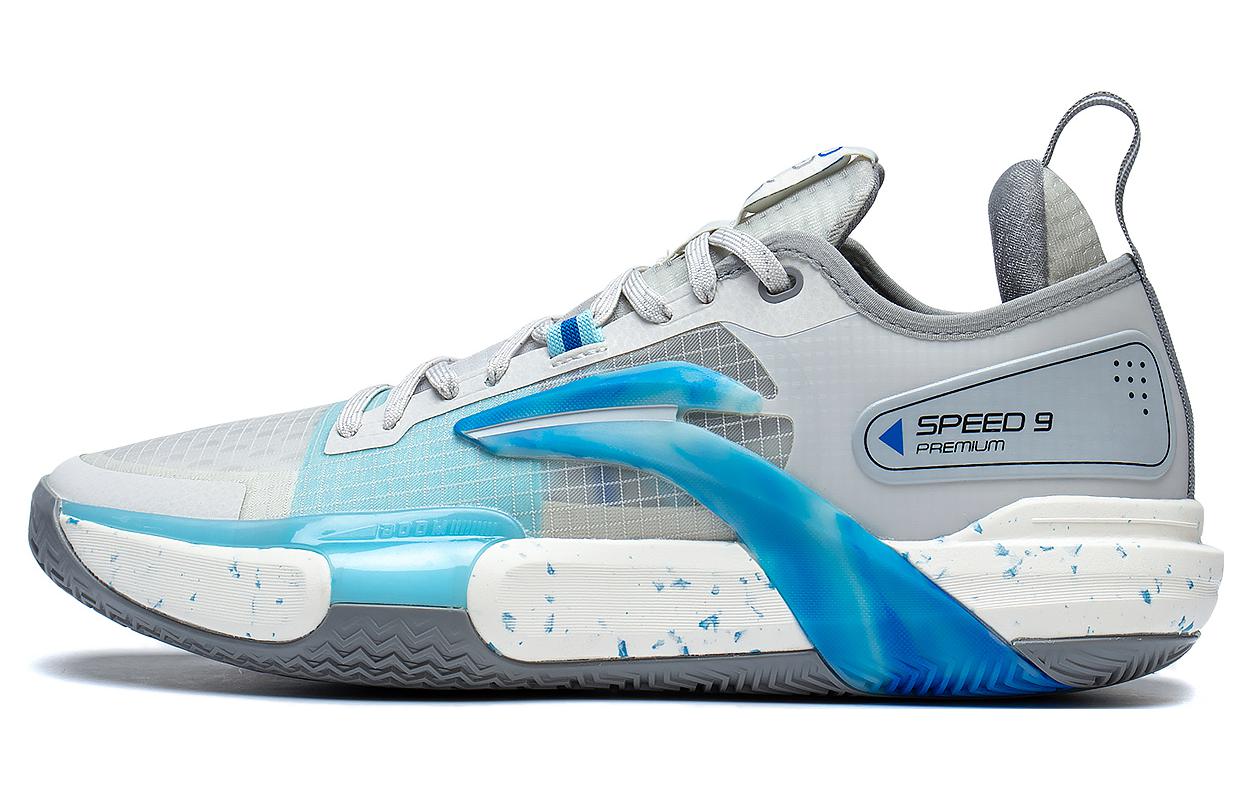 Баскетбольные кроссовки Li Ning Speed 9 Premium PRM Низкие, плоские, износостойкие, нескользящие, Мужские, Серо-синие, ABAT023-3 46