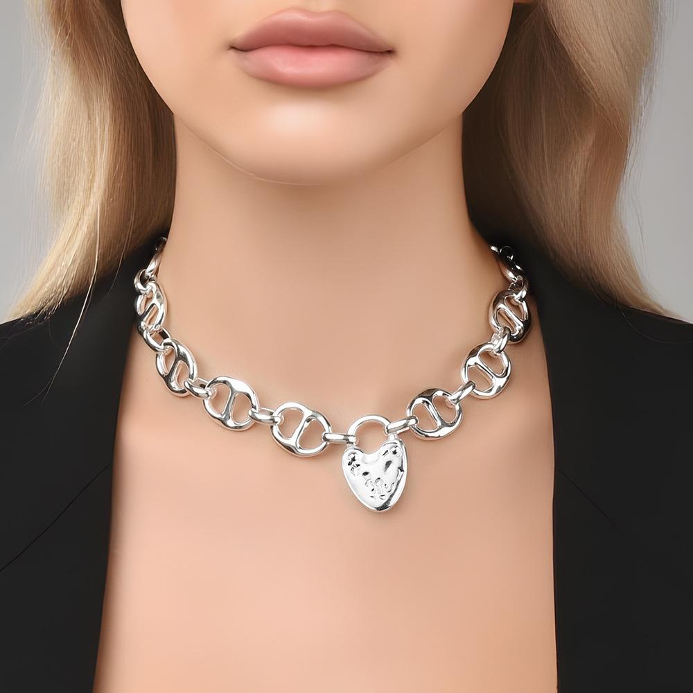 Versatile Simple Love Stitching Russian Fashion Accessories Pendant Necklace 60CM(Necklace Long)