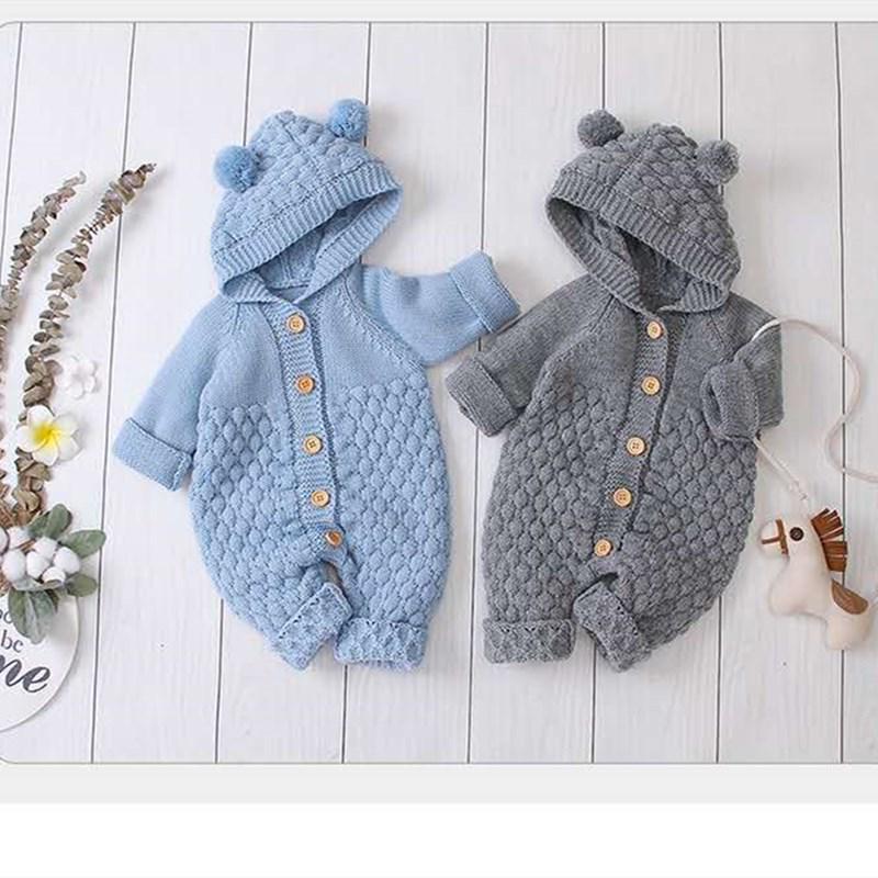 Newborn Knitted Wool Romper - Cute & Warm Baby Sweater for Boys & Girls (Autumn/Spring)