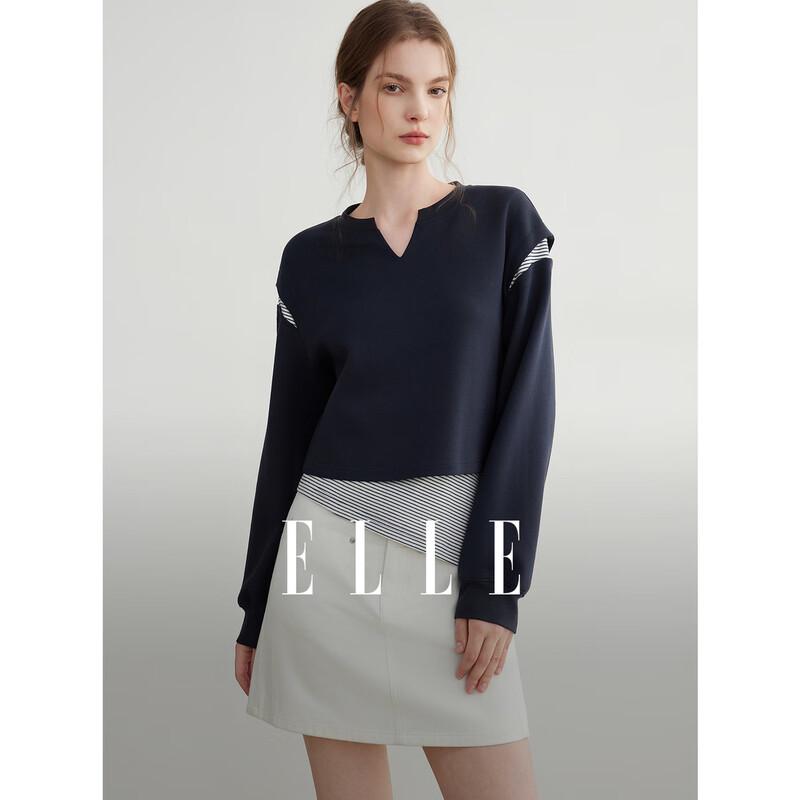 ELLE Women s Loose Patchwork Sweatshirt L