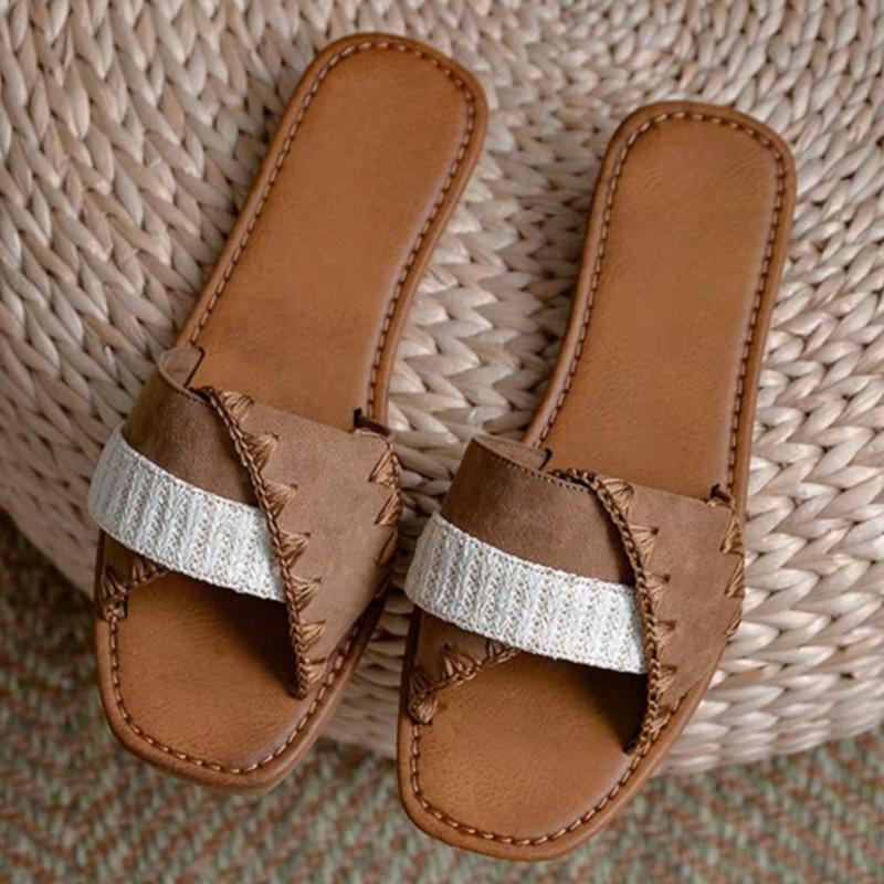 Fashion Fashionable Slippers 2025 Summer New Style Versatile Pull On Women Slippers Casual Soft Sandals Turned Over Edge Outdoor Sandals
