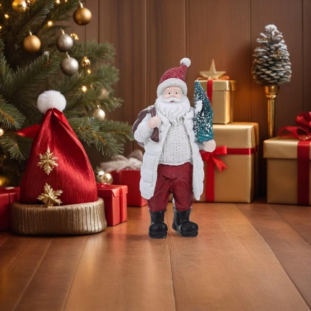 Resin Christmas Figurine Standing Holiday Santa Statue Santa Claus Ornaments  Home Decor