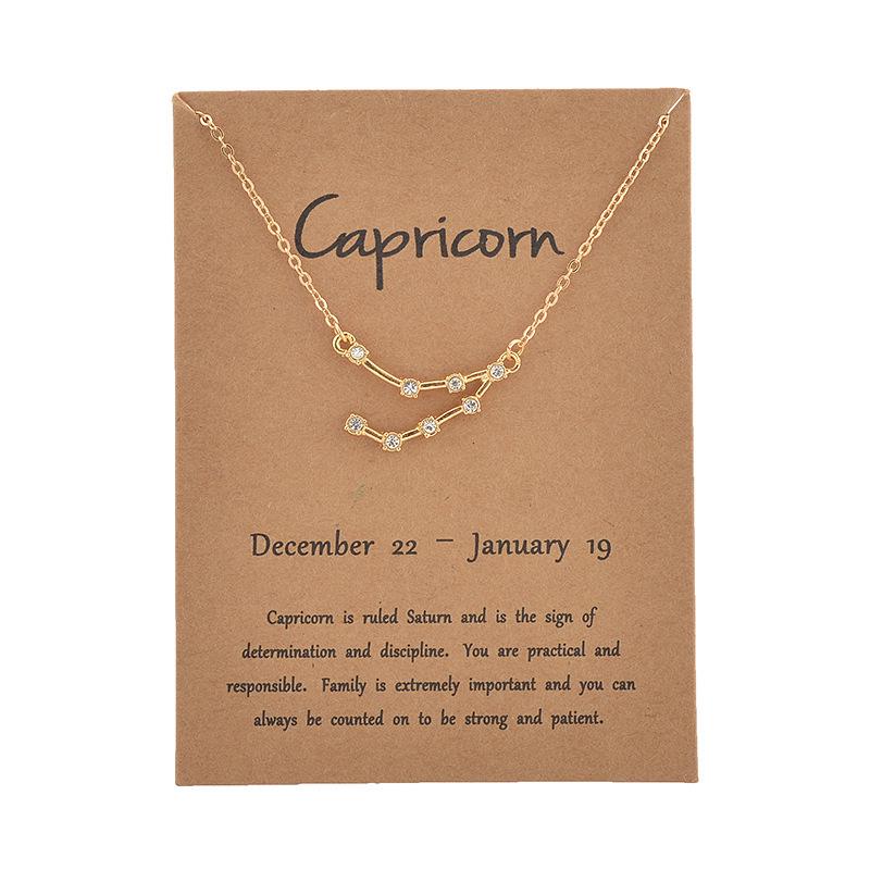 Golden Starry Sky Constellation Rhinestone Necklace: Personalized Zodiac Clavicle Chain