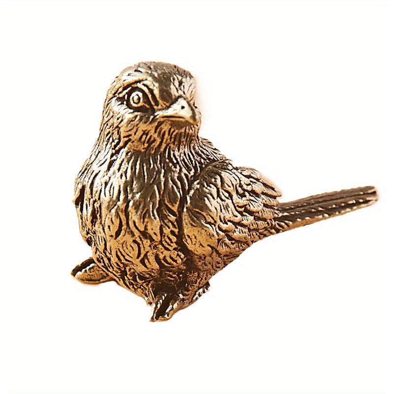1 PC Vintage Solid Brass Jewelry Antique Small Sparrow Handle Piece Miniature Sparrow Tea Favor Antique Brass Bird Sculpture