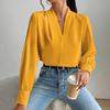 New Satin Satin Shirt for Women Spring Autumn Loose V-neck Top Blouses