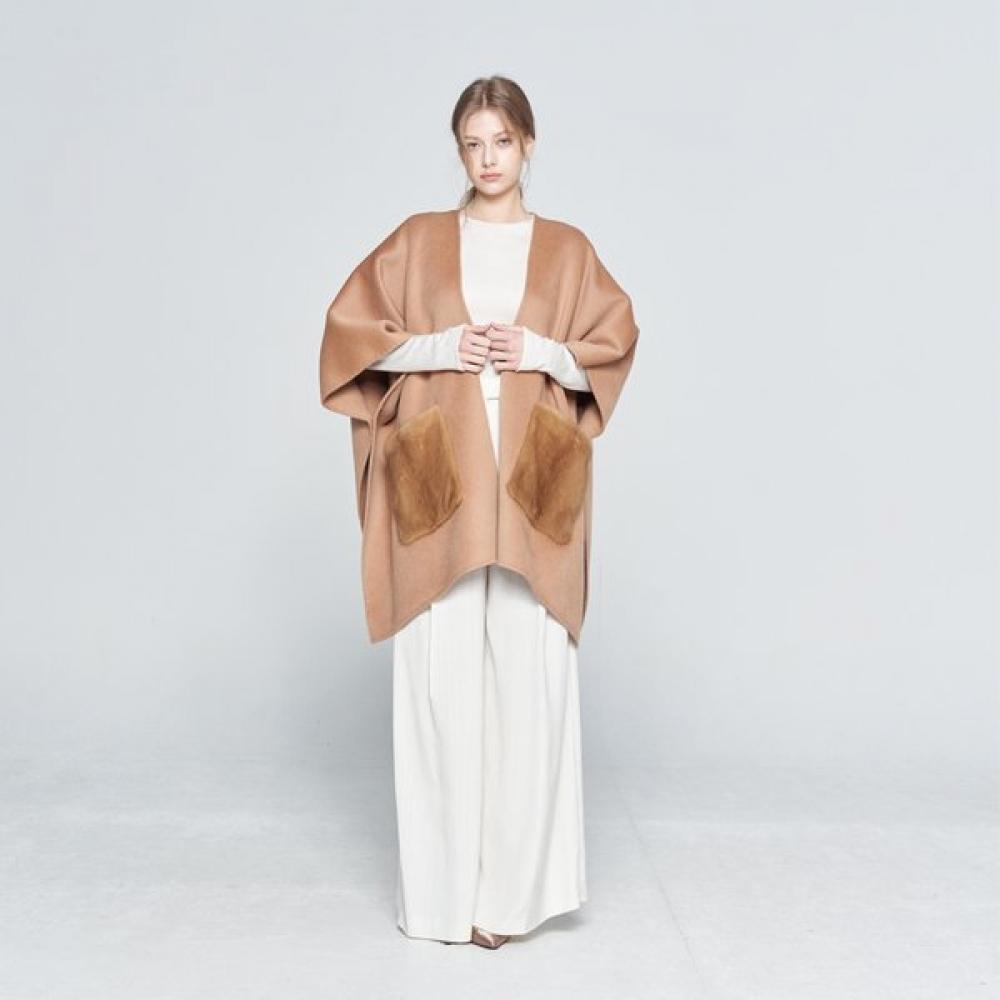 Sabatier Mink Pocket Wool Cape Bk 15070ss