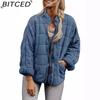 BITCED Solid Colour Stand Collar Cotton Coat - Women's Loose Fit Long Sleeve Pocket Jacket