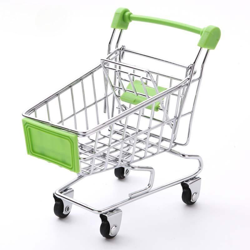 1:48 Mini Supermarket Shopping Trolley Cart Desktop Model Children's Toys Home Decoration Miniature